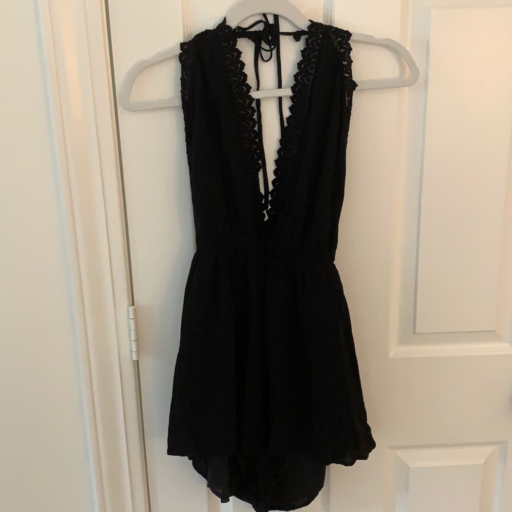 Black backless romper